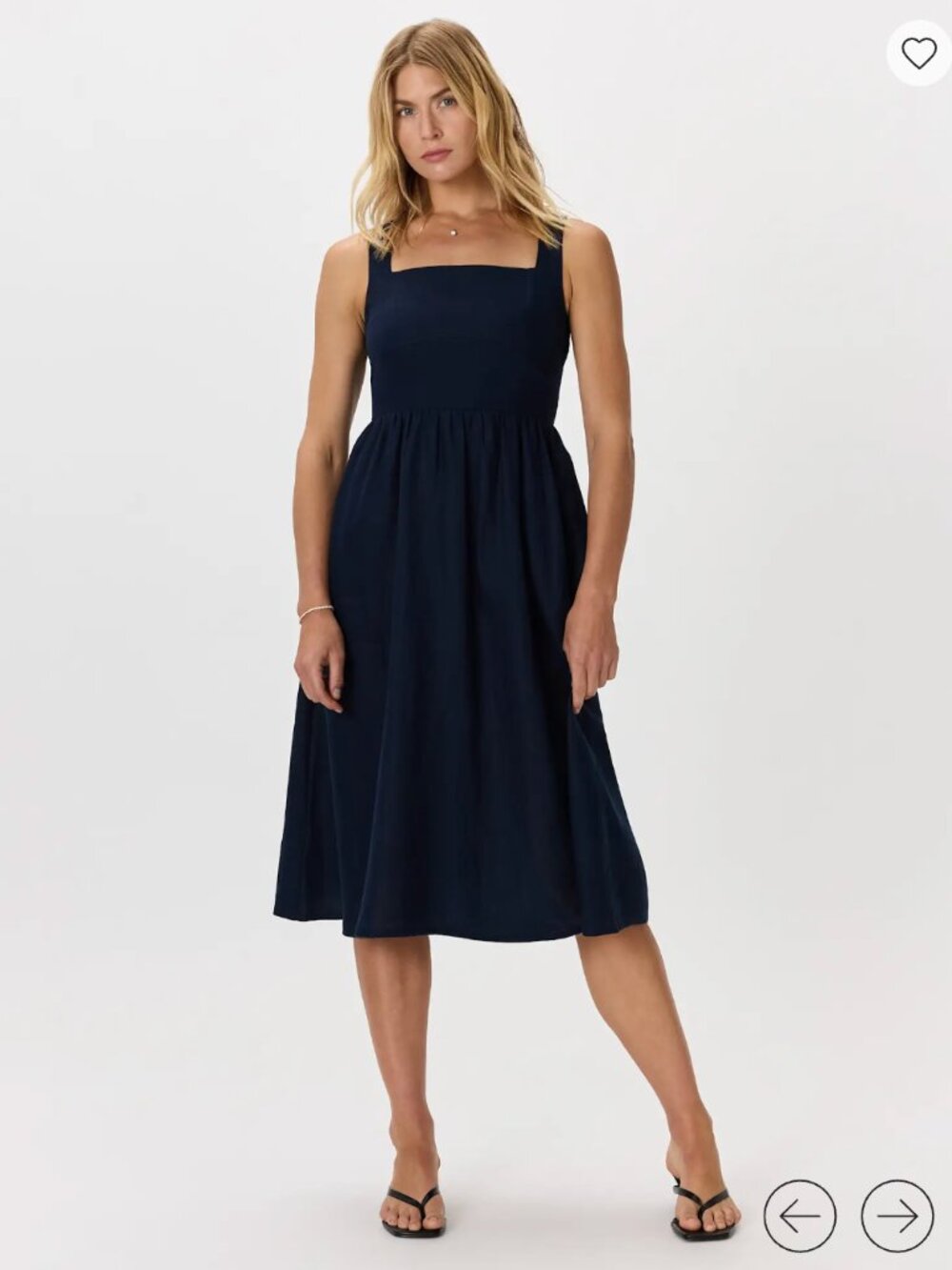 100% European Linen Fit & Flare Midi Dress |  Size M